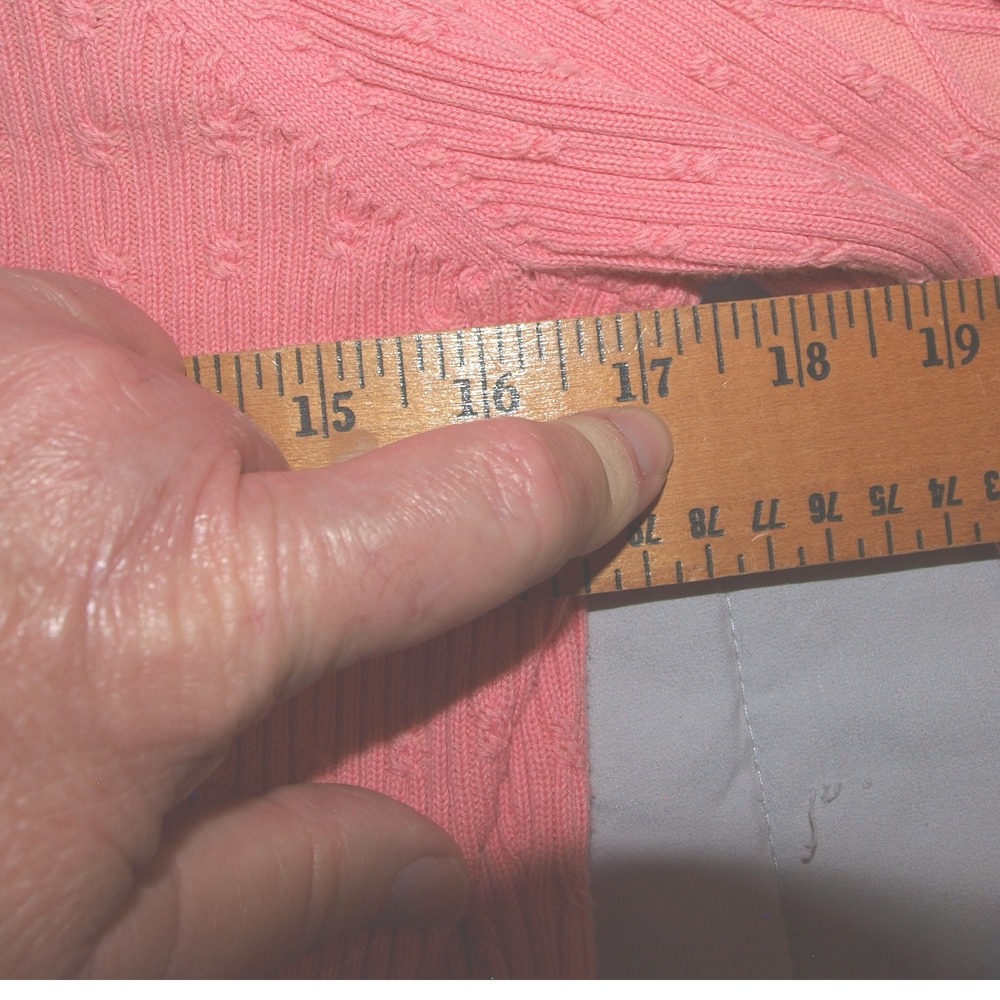 Liz Golf Full Zip Cardigan Cable Knit Mock Neck Sweater Coral Pink M - Picture 6 of 8